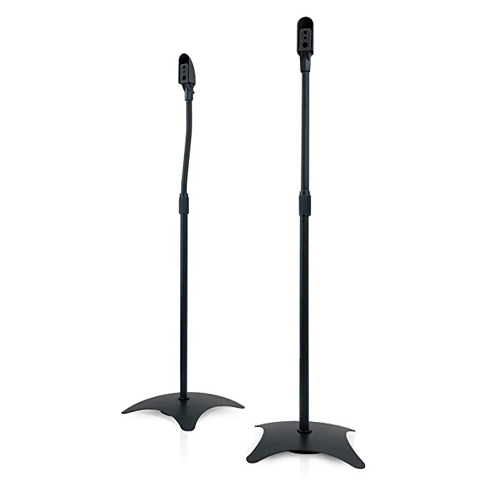 9HORN Pair Metal Speaker Stands Height Adjustable (Black, 1 Pair)
