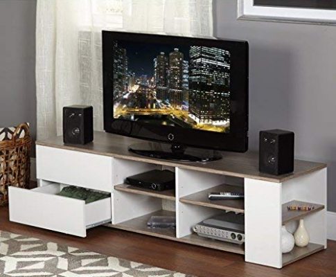 Modern Tv Stands for Flat Screens White Entertainment Media Console Wood 60 Inch Review