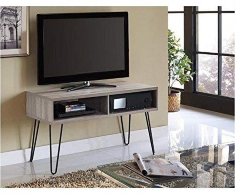 Pemberly Row Retro 42 Inch TV Stand in Sonoma Oak and Gunmetal Gray Review