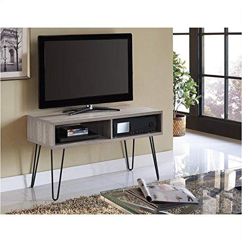 Pemberly Row Retro 42 Inch TV Stand in Sonoma Oak and Gunmetal Gray