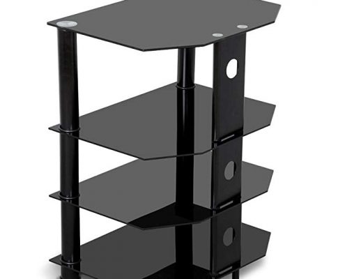 go2buy 4 Tier Black Glass Media Component Stand Audio Rack with Cable Management, Storage for Xbox, Playstation, Cable Boxes Review