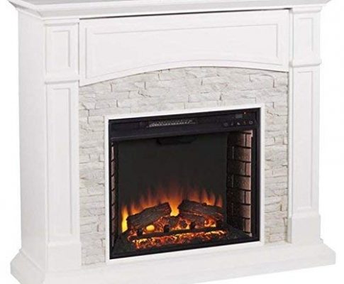 Pemberly Row Faux Stone Electric Fireplace TV Stand Review