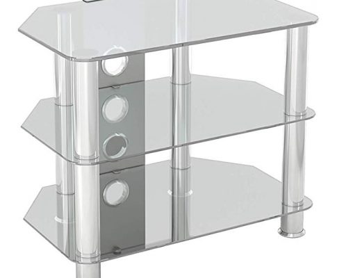 AVF SDC600CMCC-A Classic – Corner Glass TV Stand (up to 32″) with Cable Management, Clear Glass, Chrome Legs Review