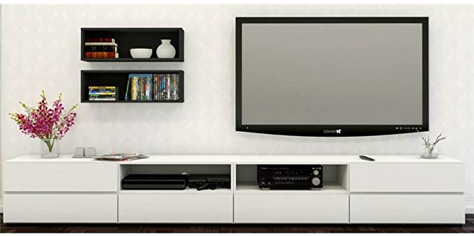 Modern TV Stand in White and Black