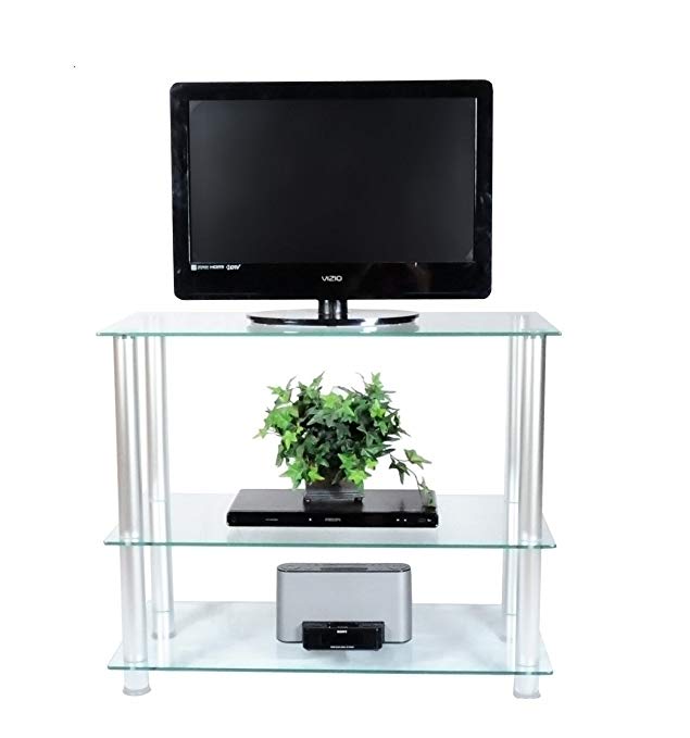 RTA Home and Office TVM-002 Extra Tall Glass and Aluminum LCD and Plasma TV Stand for a 35