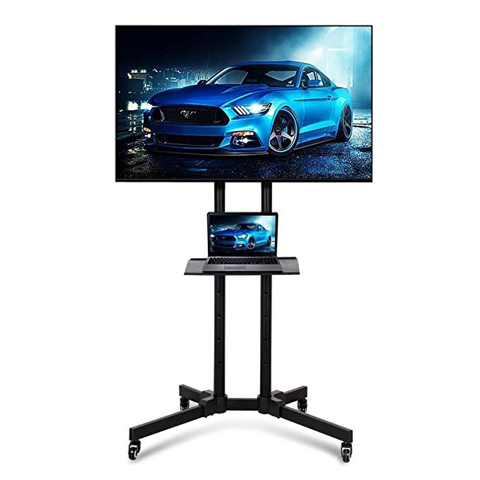 Topeakmart 32 to 65 Inch Universal Flat Screen TV Carts Stand Mobile TV Console Stand with Mount for LED LCD Plasma Flat Panels on Wheels