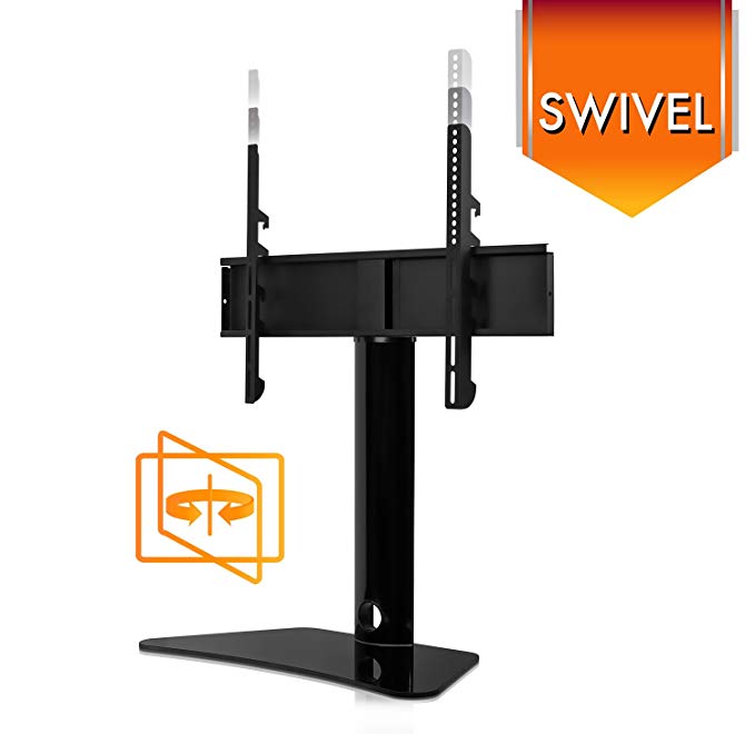 Mount-It! Universal Swivel TV Stand, Swiveling Height Adjustable Television Tabletop Base Fits 32