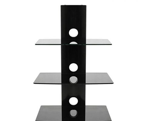 SevenFanS Floating Shelf Wall Mounted Tempered Glass Shelf for DVD Player/AV Receiver/TV Accessories, Black,3- Tier,Load Capacity 75lbs Review