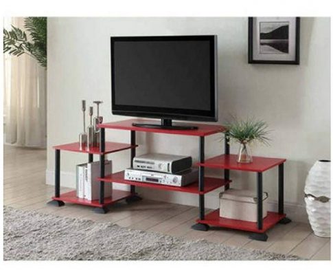 Multiple Shelves Mainstays No Tools 3-Cube Storage Entertainment Center for TVs up to 40″ (Red) Review