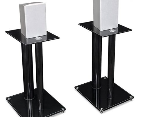 Mount-It! Speaker Stands for Book Shelf and Surround Sound Speakers, Universal Fit, Premium Dual Pillar Aluminum and Tempered Glass, Black (MI-28) Review