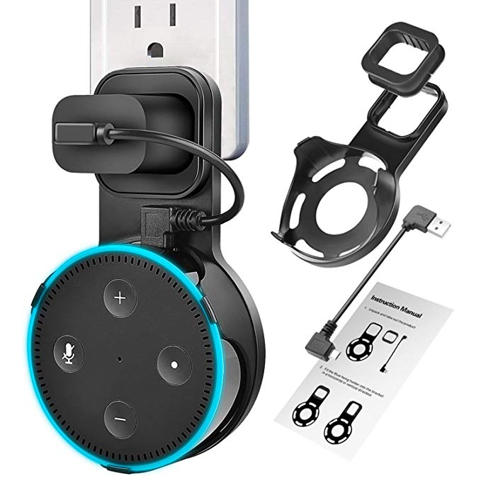 Yuanling Outlet Wall Mount Hanger Stand for Dot 2nd Generation, A Space-Saving Solution for Your Smart Home Speakers Without Messy Wires or Screws (Black)