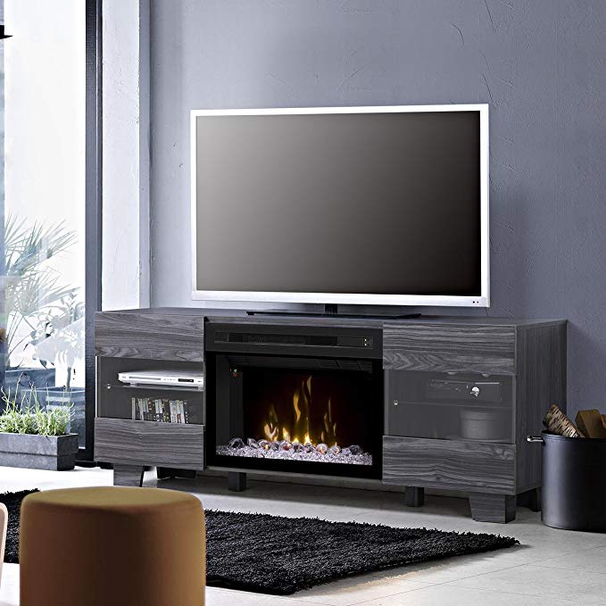 DIMPLEX Electric Fireplace, TV Stand, Media Console, Space Heater and Entertainment Center with Glass Ember Bed Set in Carbon Finish - Max #GDS25GD-1651CW