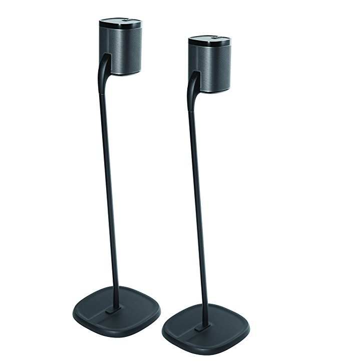GT STUDIO Speaker Stand for SONOS Play 1 or Play 3, Premium Surround Sound, Heavy Base, Complete Cord Concealment, Not for Sonos One - (Pair, Black)