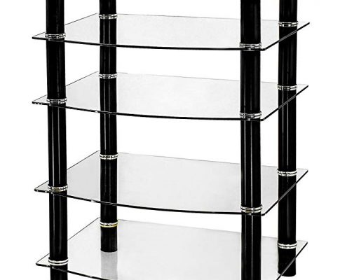 Naomi Home 5 Tier Glass AV Component Media Stand Black/Clear Review