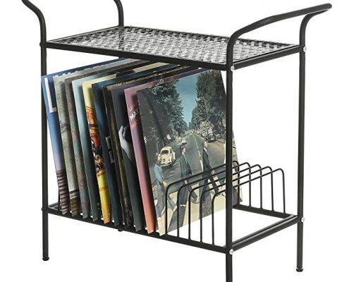 2-Tier Modern Matte Black Lattice Style Metal Turntable and Vinyl Record Storage Organizer Table Stand Review