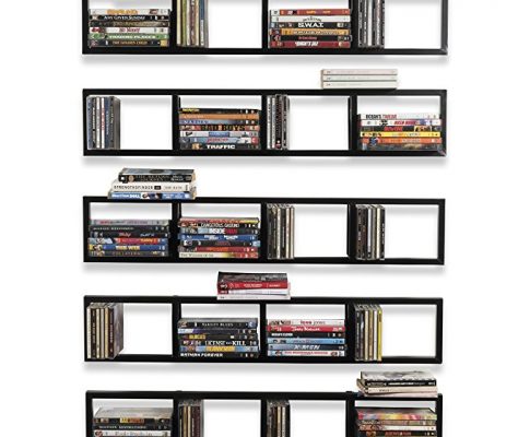 Wall Mount 34 Inch Media Storage Rack CD DVD Organizer Metal Floating Shelf Set of 5 Black Review