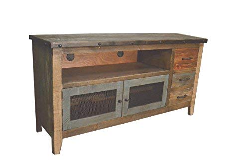 Crafters and Weavers Rustic Solid Wood 62 Inch TV Stand Media Console