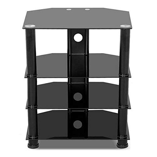 HD Ready 4 Tier Black Glass Component Media Stand Audio Video Rack