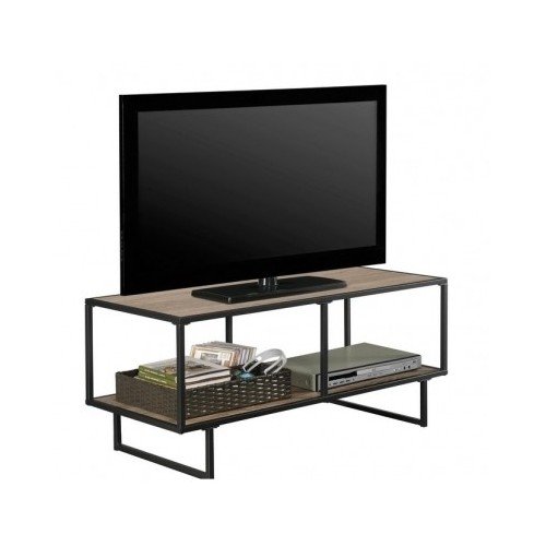 Rustic TV Stand with Metal Frame Living Room Media Console Shelf Grey