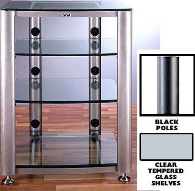 VTI HGR404 4 Shelf Glass Audio Cabinet/Rack - Black/Clear