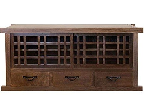 Tansu TV Cabinet, Solid Walnut Cabinet, Sliding Doors, Large drawers, 65″ wide x 21″ deep x 26″ high Review