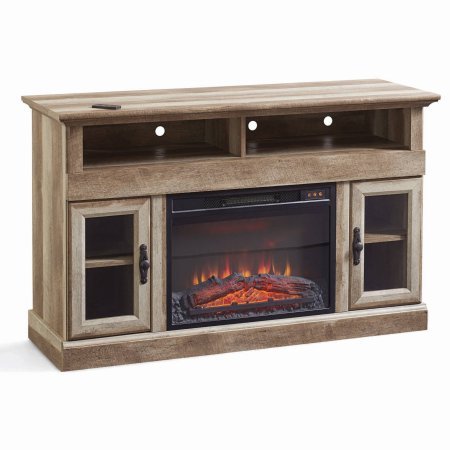 Better Homes and Gardens Crossmill Fireplace Media Console, Weathered Finish