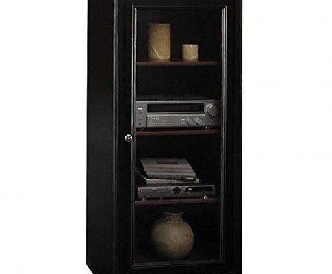 BOWERY HILL Audio Cabinet with 2 Adjustable Shelves in Antique Black Review