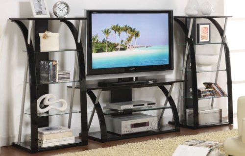 3pc Entertainment Centre with Media Tower in Black Finish