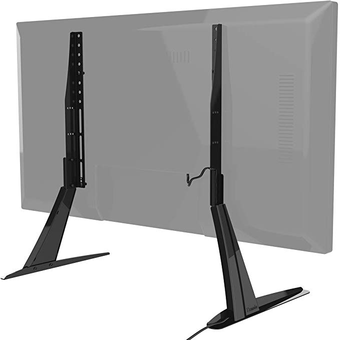 Hemudu Universal Table Top TV Stand Base VESA Pedestal Mount for 27 inch to 55 inch TVs with Cable Management and Height Adjustment,Holds up to 125lbs