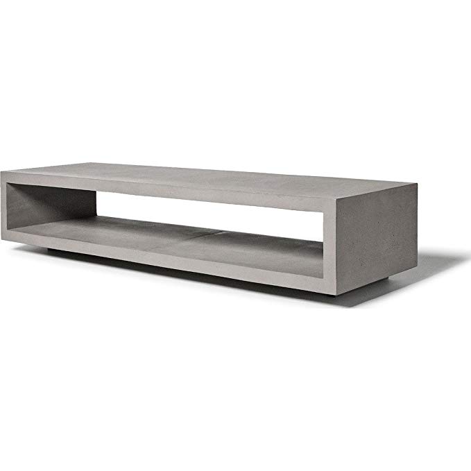 Lyon Beton Concrete Cube Monobloc TV Bench with Wheels - Light Grey