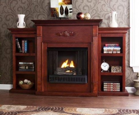 42” Electric Fireplace LED Light with Book Shelf, TV/Media Stand, Mahogany Review