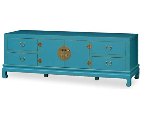 ChinaFurnitureOnline Elmwood Sideboard, 84 Inches Kang Style Media Cabinet Blue Finish Review