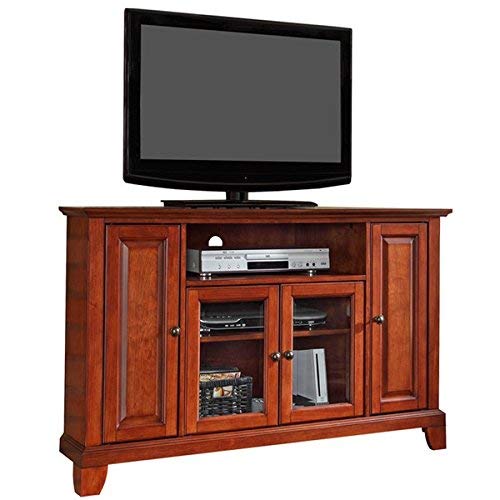 Corner Tv Stand with Storage Entertainment Center Media Console Wood Cabinet (Classic Cherry)