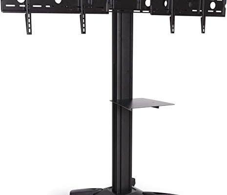 Displays2go Dual TV Stand, for HDTV Flat Panels 37″ to 60″, Side by Side Mount, Portable with Wheels Review