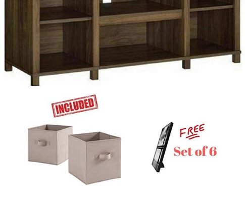 Mainstay Parsons Cubby TV Stand Holds Up to 50″ TV in Walnut Finish Set of 2 Bins Included Free! Review