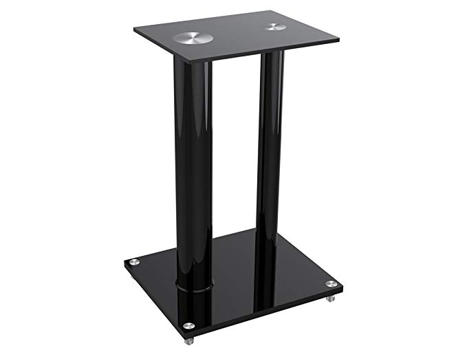 Monoprice Glass Floor Speaker Stands (Pair), Black