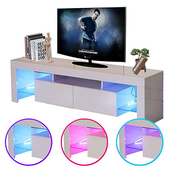 Nexttechnology TV Stand 63 Inch Entertainment Center Modern TV Cabinet Media Console Home Furniture TV Table (White-2)
