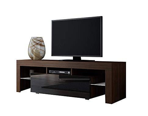 Concept Muebles TV Stand Milano 160 / Modern LED TV Cabinet/Living Room Furniture/Tv Console fit for up to 70″ Flat TV Screens/Capacity Tv Console for Modern Living Room (Walut & Black) Review