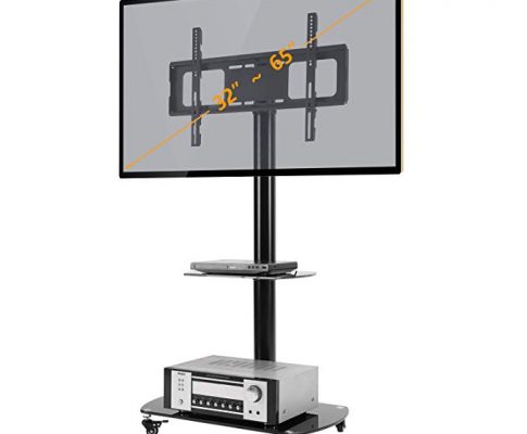 Rfiver Tall Mobile TV Floor Stand/Cart with Shelves and Lockable Caster Wheels for Most of 32 37 42 47 50 55 60 65 inch TVs and Curved TVs, Swivel Mount Bracket and Height Adjustment TF8001 Review