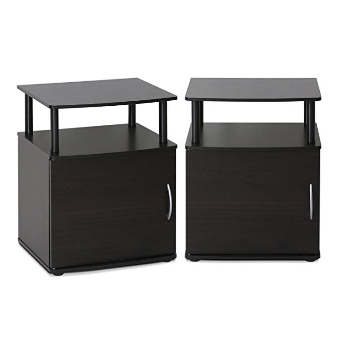 Furinno 2-15114BKW End Table, Two, Black Wood