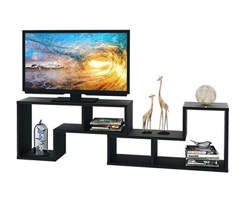 DEVAISE Wood TV Stand Storage Console,L Shaped Bookcase/Bookshelf (0.9” Thickness-Black) Review