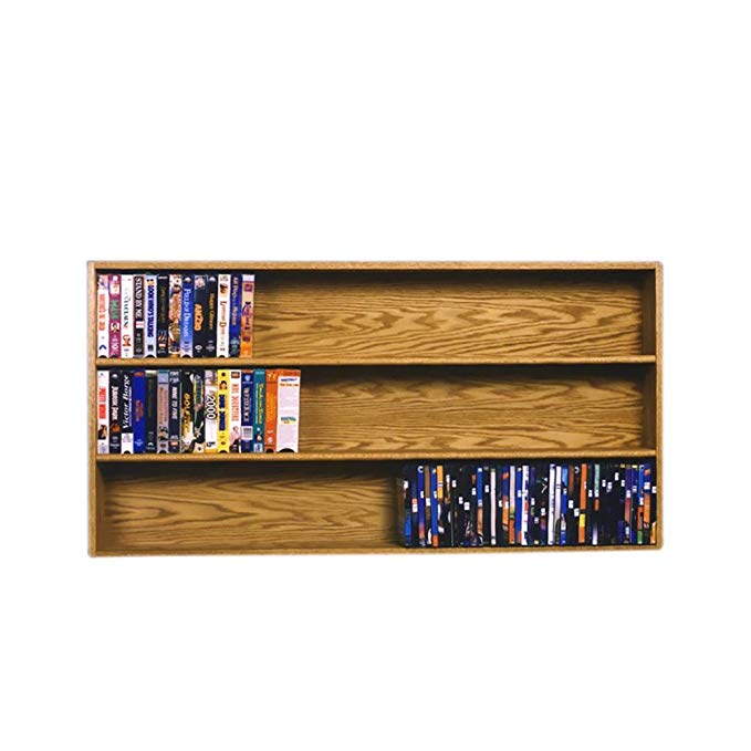 Cdracks Media Furniture Solid Oak Wall or Shelf Mount DVD/VHS Tape/Book Cabinet Honey Finish 308-4 W