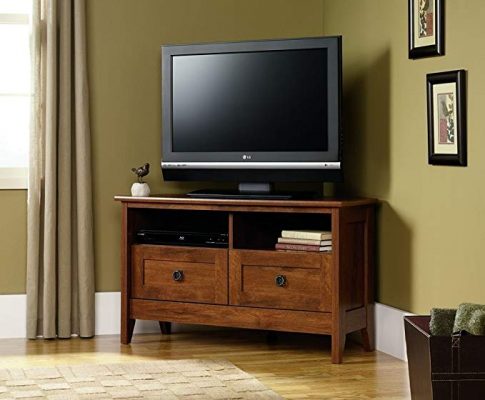 TV Stand For Flat Screens Entertainment Center Sauder Furniture Wood Corner Home 39 Inch Oak Modern With Drawers Review