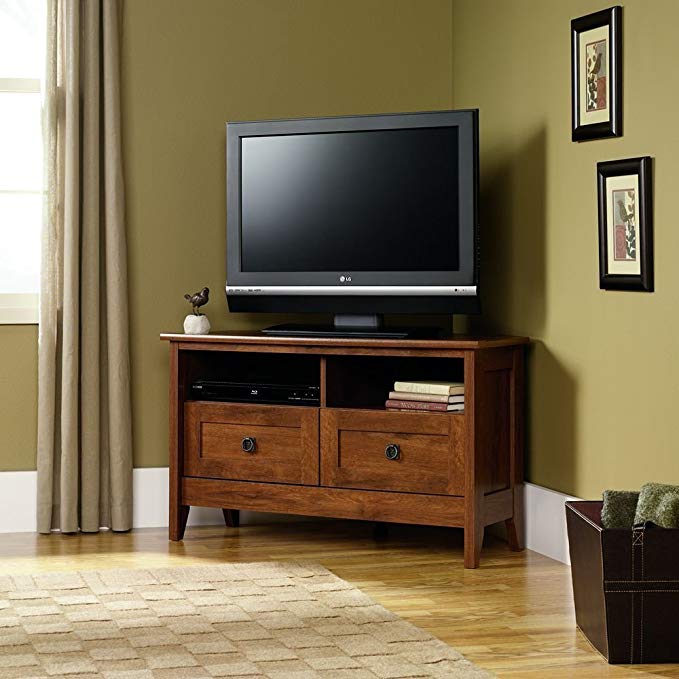 TV Stand For Flat Screens Entertainment Center Sauder Furniture Wood Corner Home 39 Inch Oak Modern With Drawers