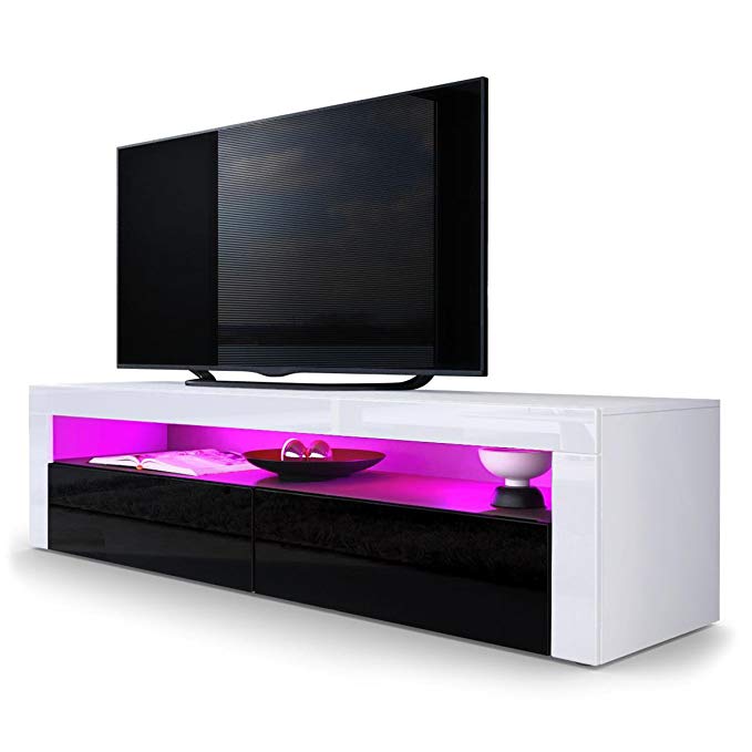 Domovero Helios 157 Modern TV Stand Cabinets For Living Room/TV Stand/Color white and black