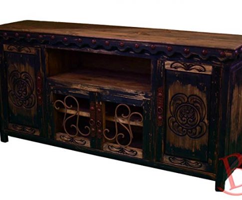 Black Large Durango TV Stand Console With Iron Work Entertainment Center Rustic Western Review