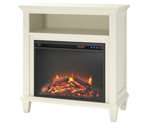 Ameriwood Home Ellington Electric Fireplace Accent Table TV Stand for TVs up to 32″, Ivory Review