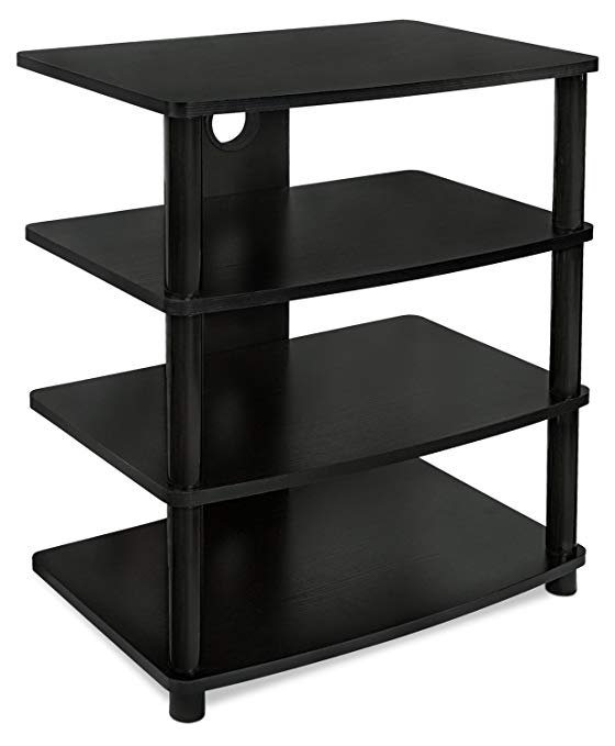 Mount-It! Media Stand Entertainment Center For TV, Audio Video Components, Stereo Equipment, Gaming Consoles, Streaming Devices, 4 Shelves, Black