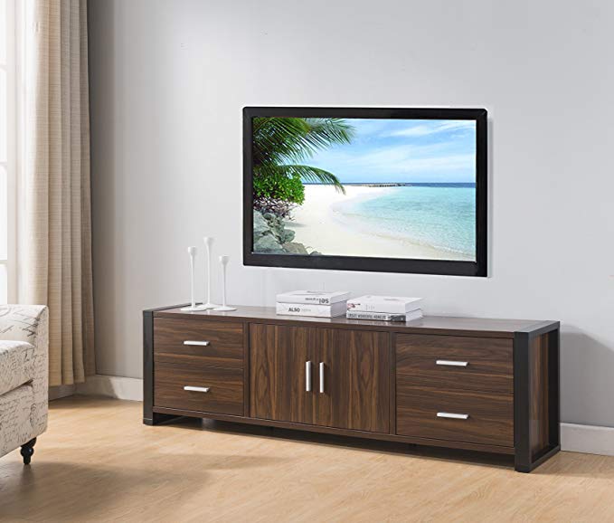 Smart home 161483 Entertainment Console TV Stand (60 Inch, Dark Walnut & Black)