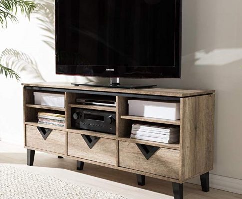 55 in. TV Stand in Light Brown Finish Review